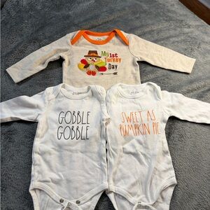 Baby Thanksgiving Themed Bodysuits Bundle - 6 months